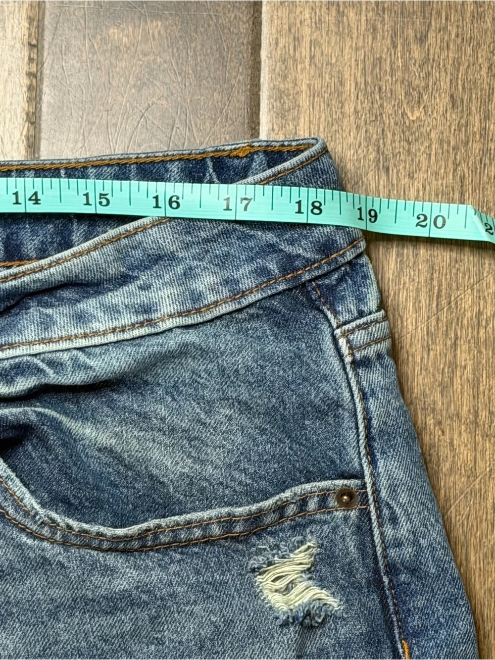 Wild Fable High Rise Denim Jorts | Distressed Blue Jean Shorts | Size 14
